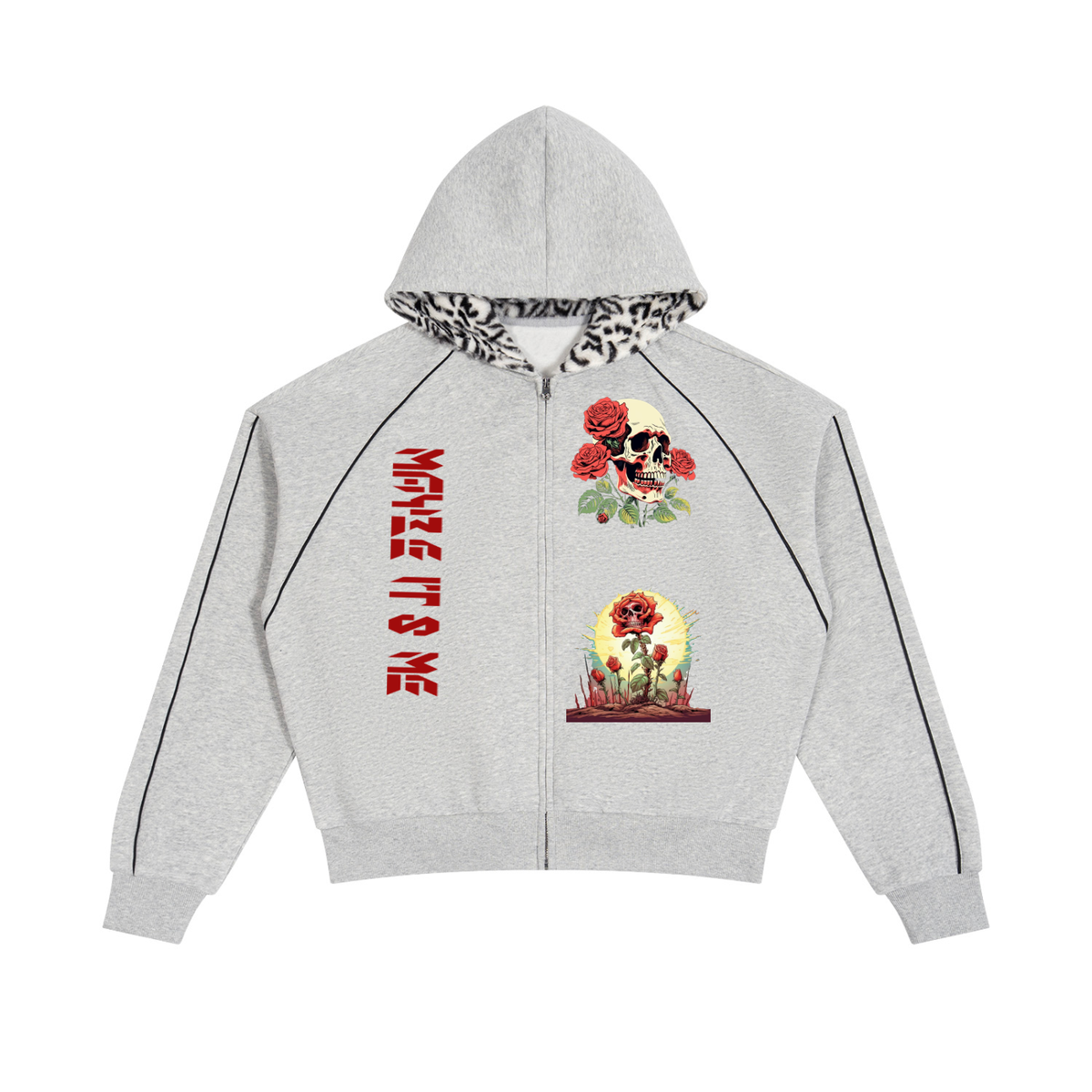 Maybe it'll Me Boxy Fleece Piping Full Zip Hoodie