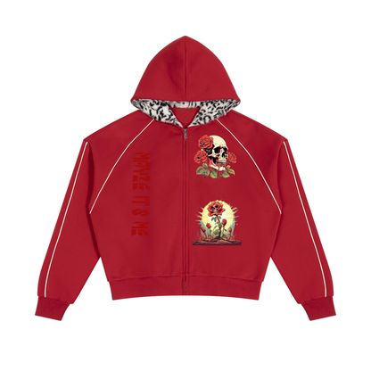 Maybe it'll Me Boxy Fleece Piping Full Zip Hoodie