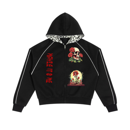 Maybe it'll Me Boxy Fleece Piping Full Zip Hoodie